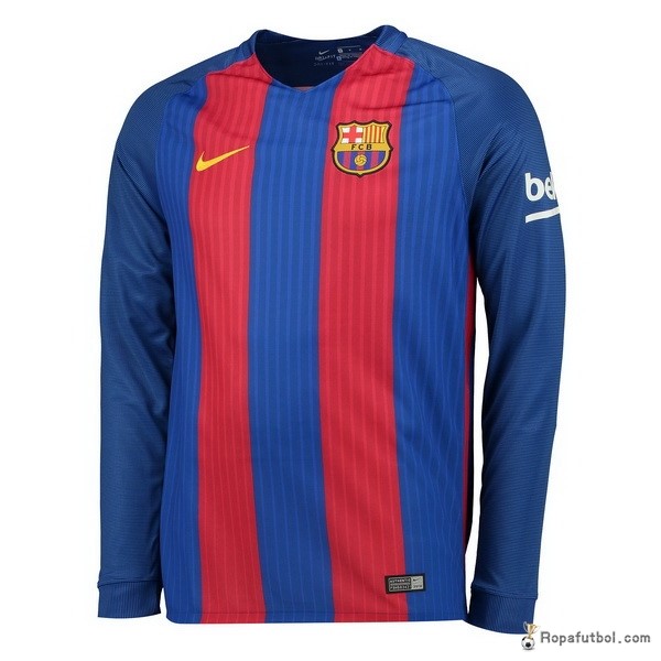 Camiseta Barcelona Replica Primera Ropa ML 2016/17 Azul Rojo